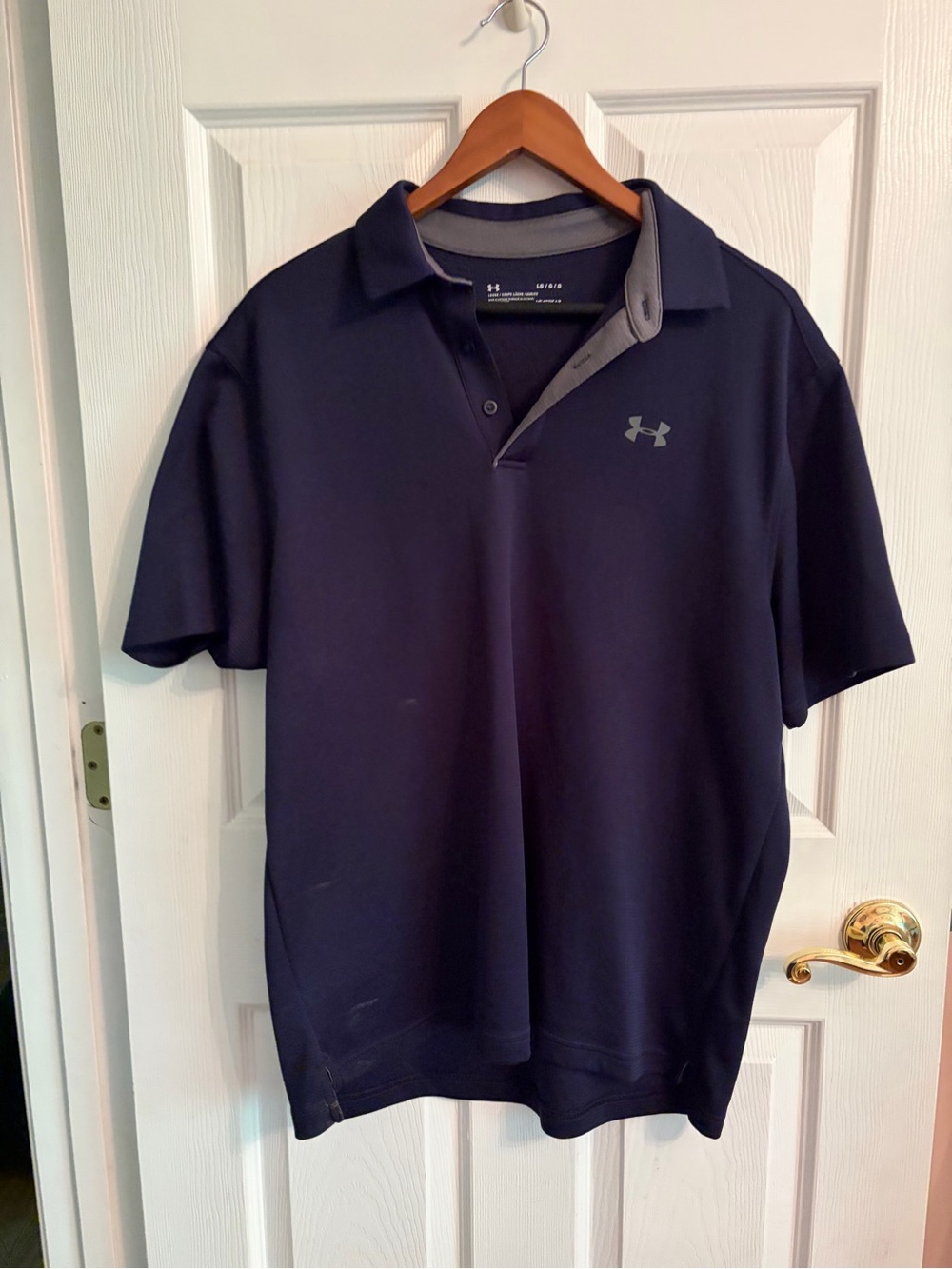 LG Men's Navy Polo Shirt with Gray Trim